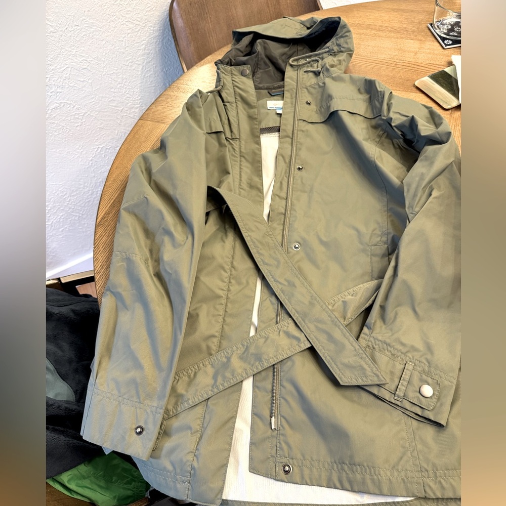 Olive green Columbia Sportswear raincoat
